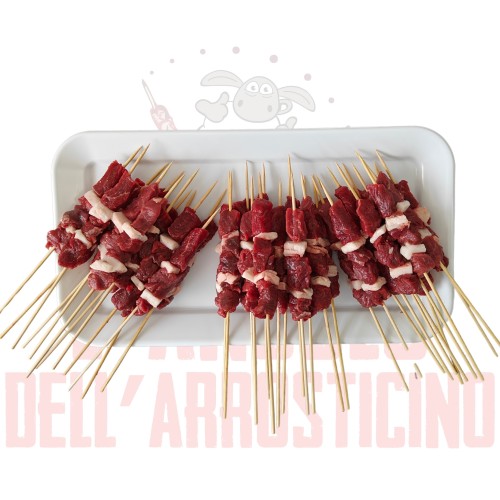 15 Arrosticini fatti a mano di carne e 10  fatti a mano di fegato e cipolla