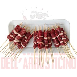15 Arrosticini fatti a mano di carne e 10  fatti a mano di fegato e cipolla